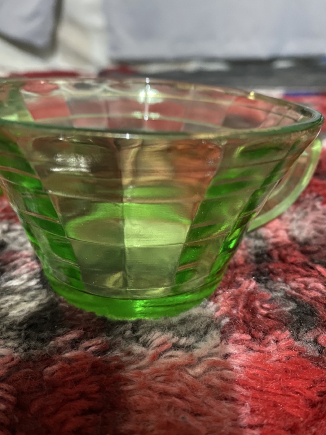 Vintage Green Depression Glass Tea Cups (Set of 3) - photo 3