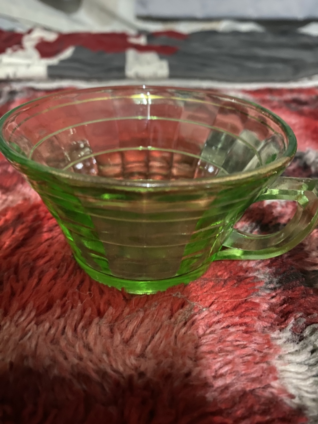Vintage Green Depression Glass Tea Cups (Set of 3) - photo 5