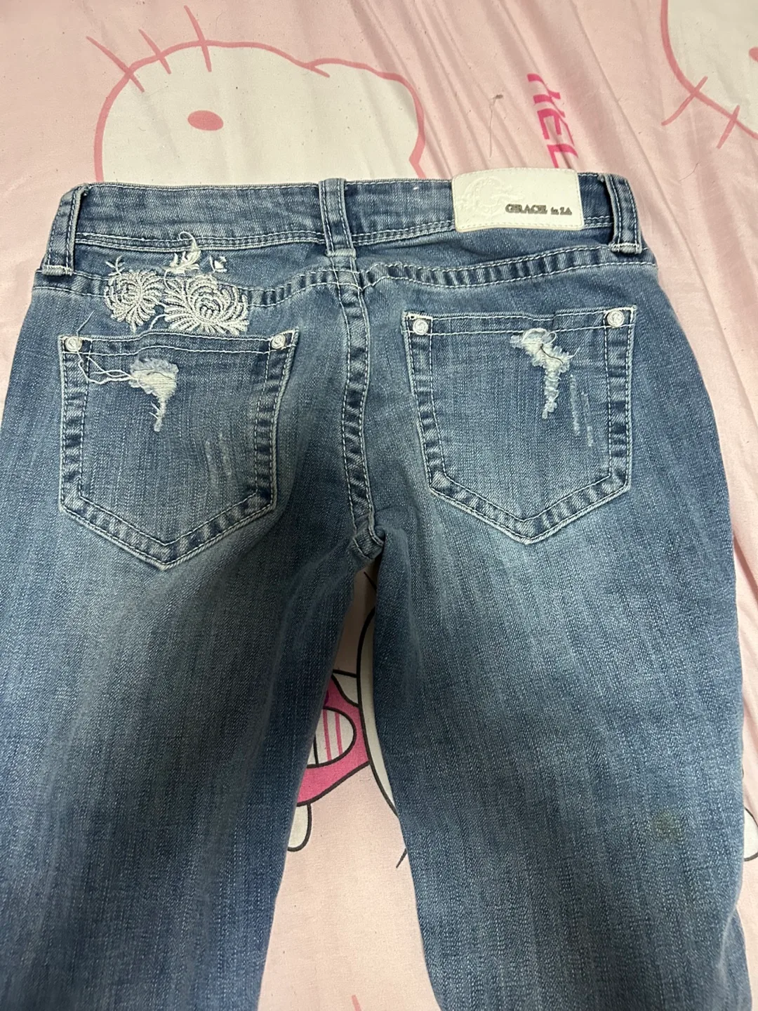 Grace in La Flower Print Denim Jeans, Size 26 thumbnail