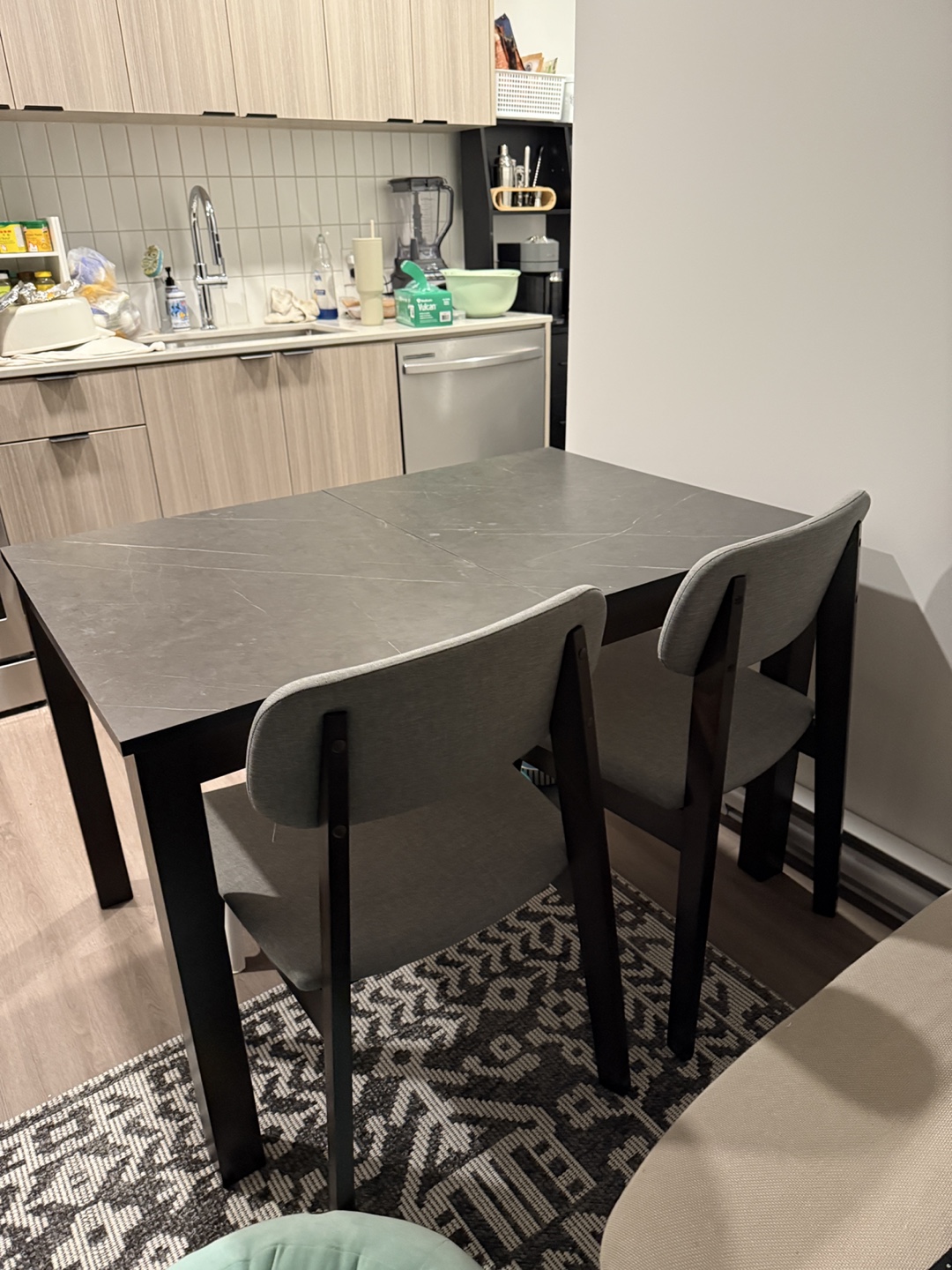 Dining Table with 4 Chairs - Dark Grey - photo 2