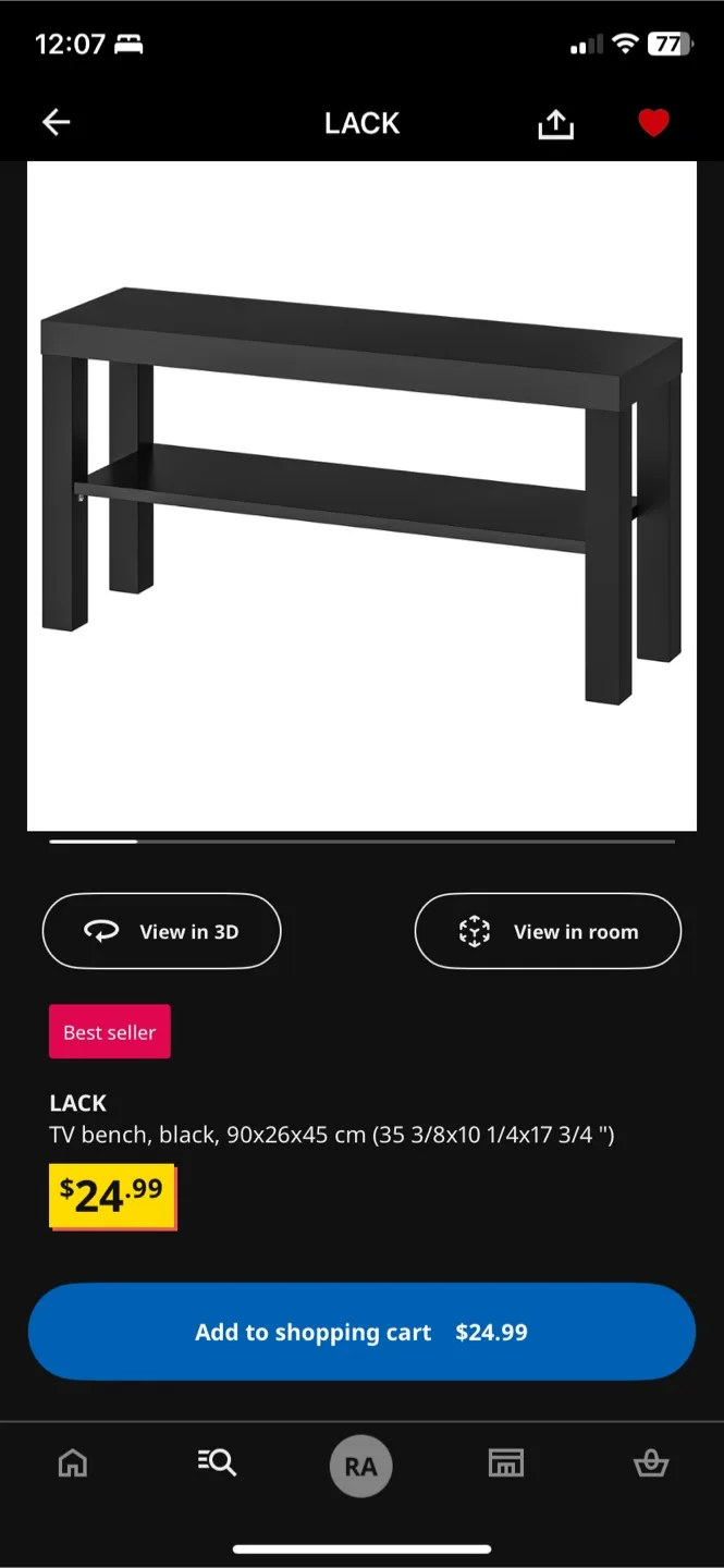 IKEA LACK White TV Bench thumbnail