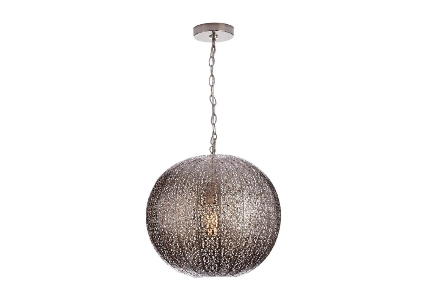 CANVAS Atlas Fabric Shade Ceiling Pendant Light Fixture, Chrome