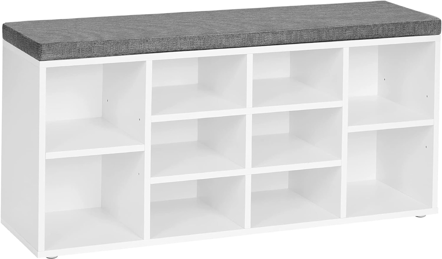 White Shoe Rack Bench with Grey Cushion - photo 3