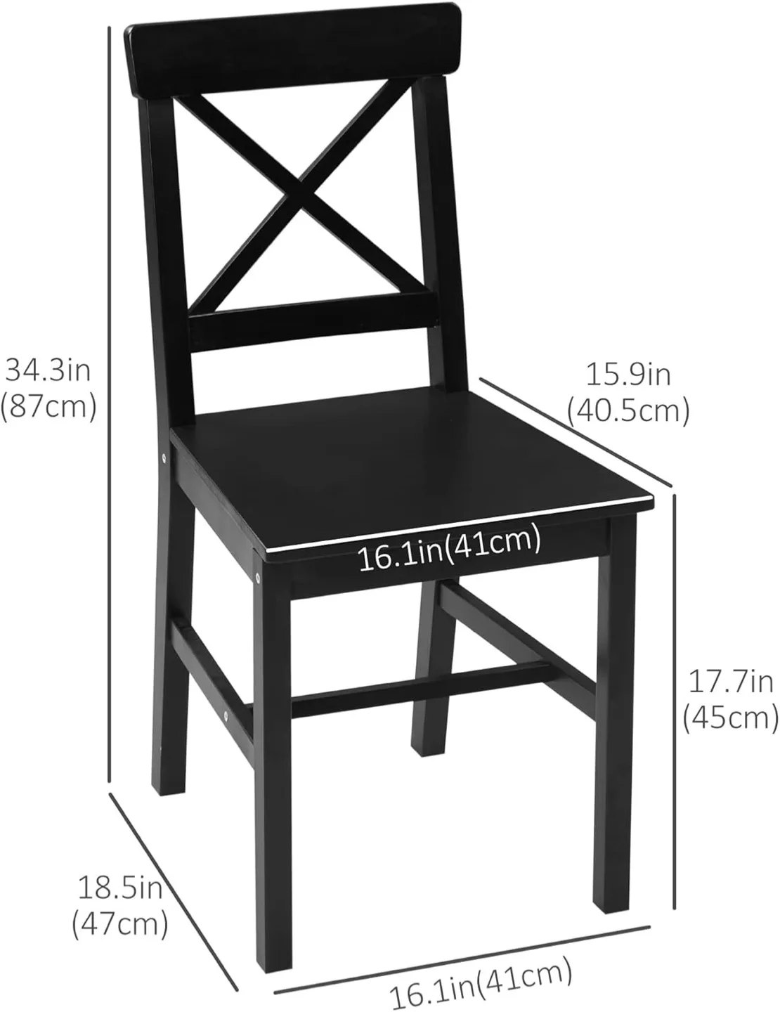 Set of 2 Black Wood Dining Chairs image indicator(4)