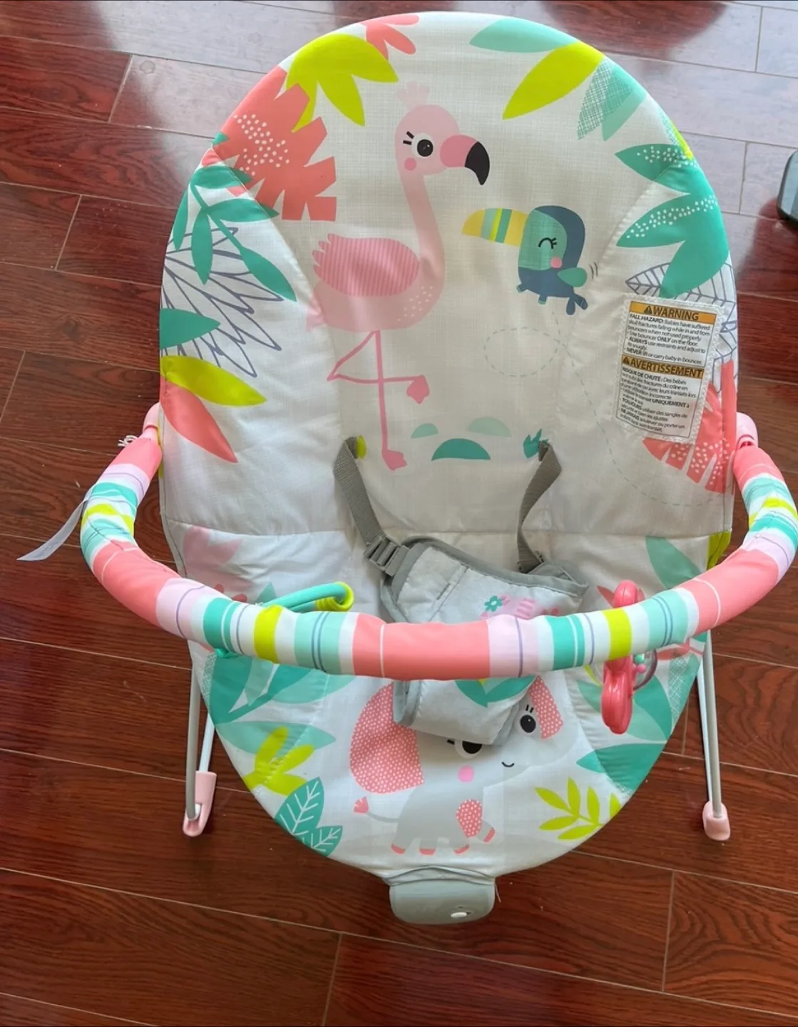Baby Bouncer with Flamingo & Elephant Design thumbnail