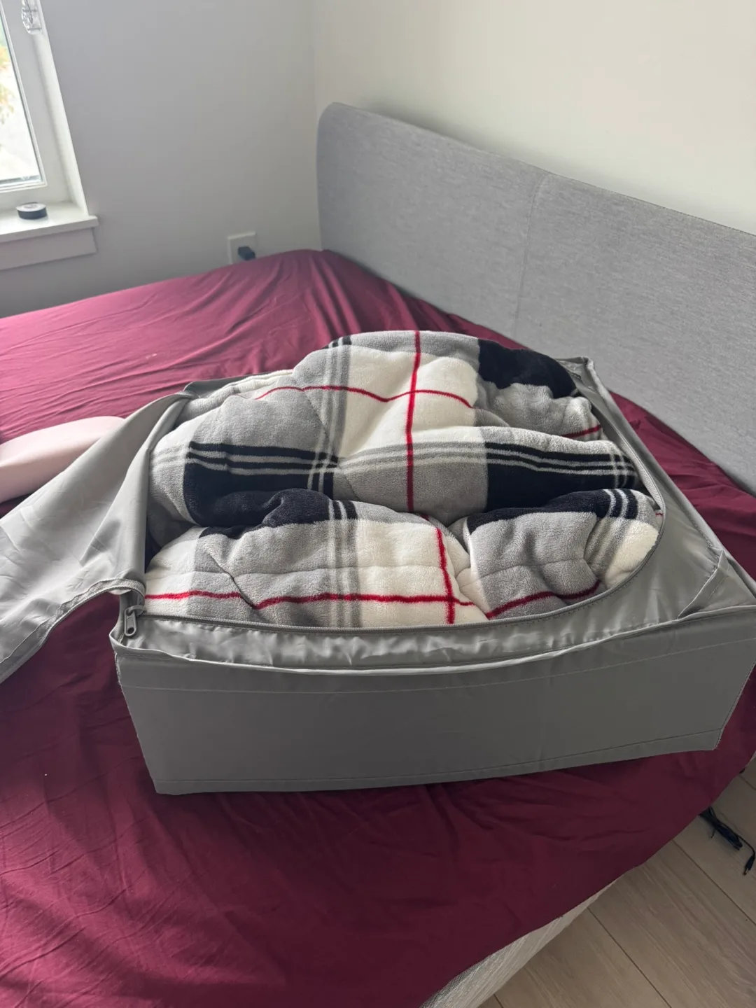 Storage Bag with Plaid Blanket thumbnail