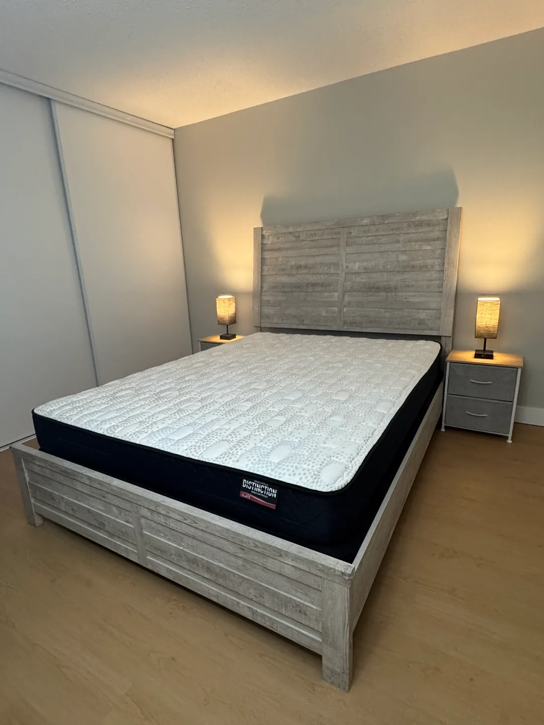 Queen Size Bed – With or Without Mattress, Side Tables & Lamps thumbnail