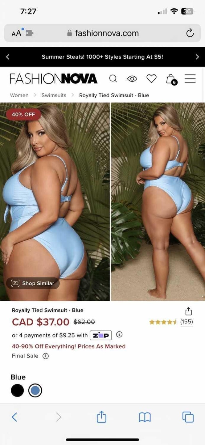 Fashion Nova Royally Tied Swimsuit - Blue - photo 2