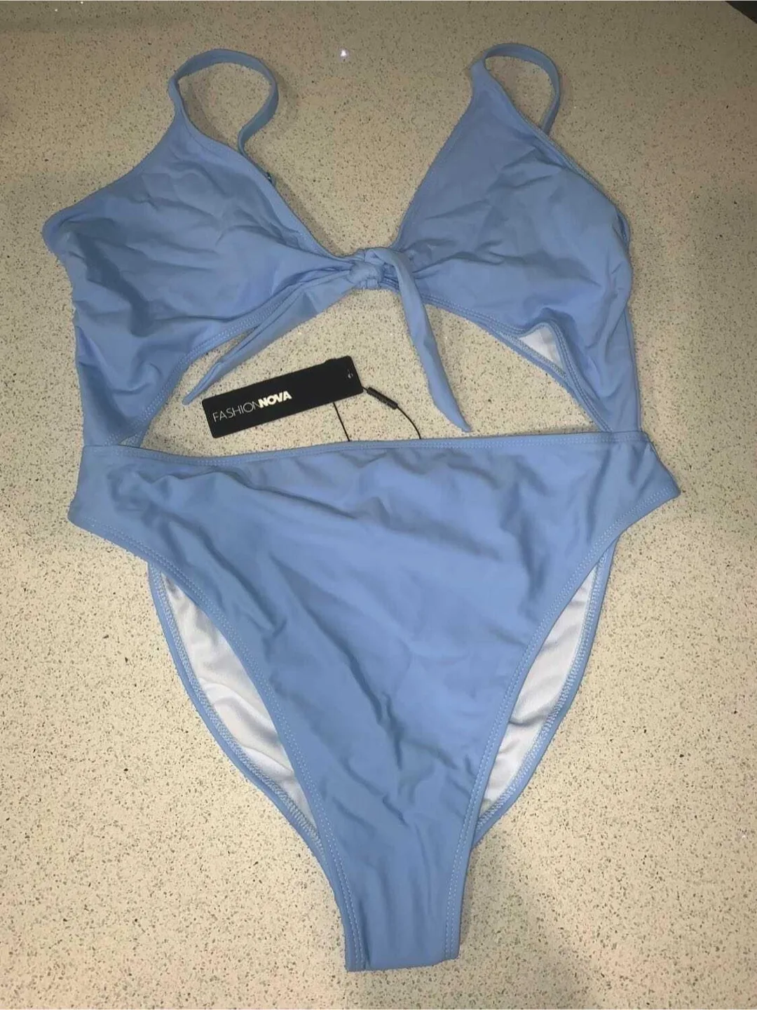 Fashion Nova Royally Tied Swimsuit - Blue thumbnail