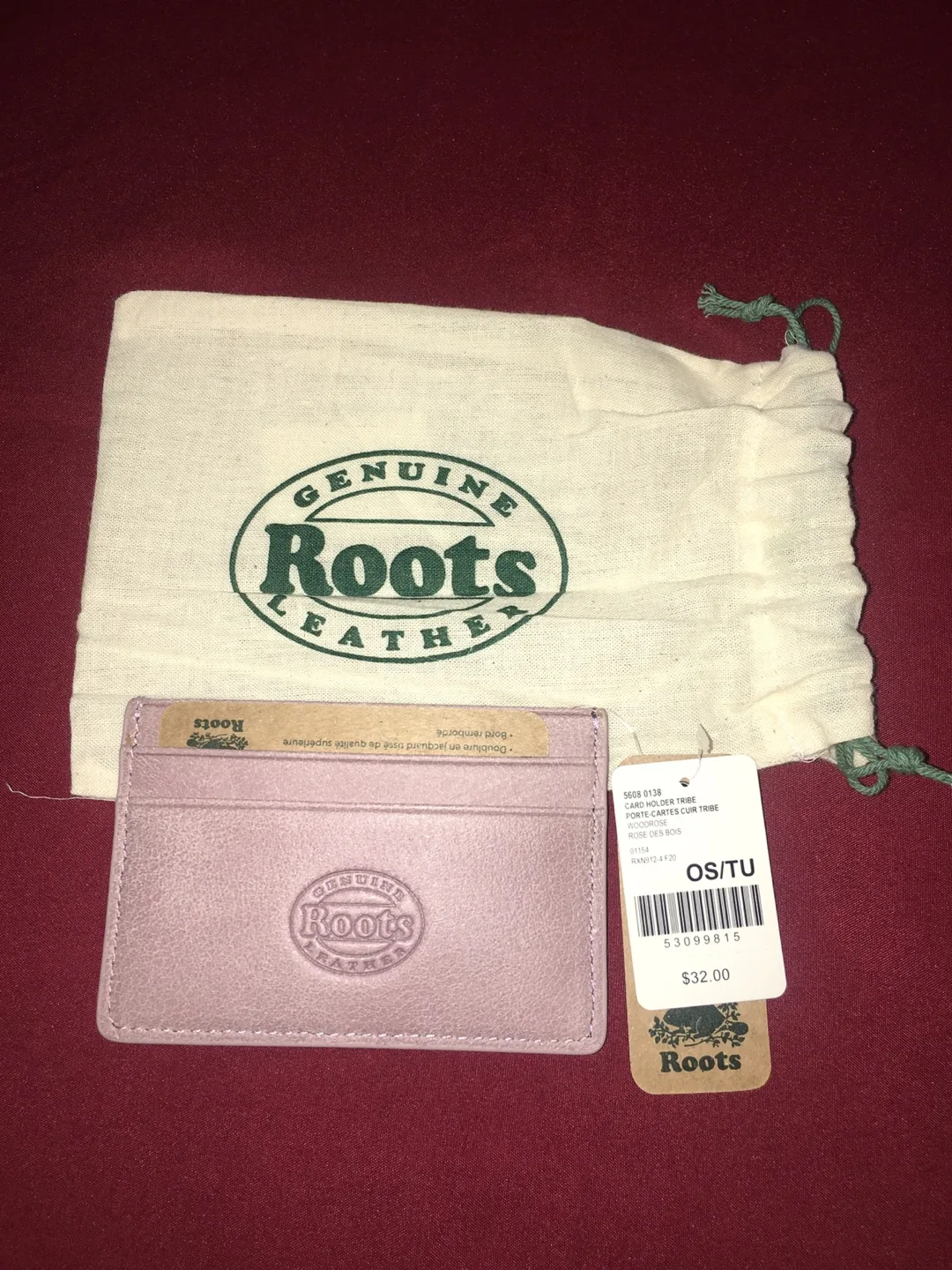Roots Genuine Leather Card Holder - Rose thumbnail