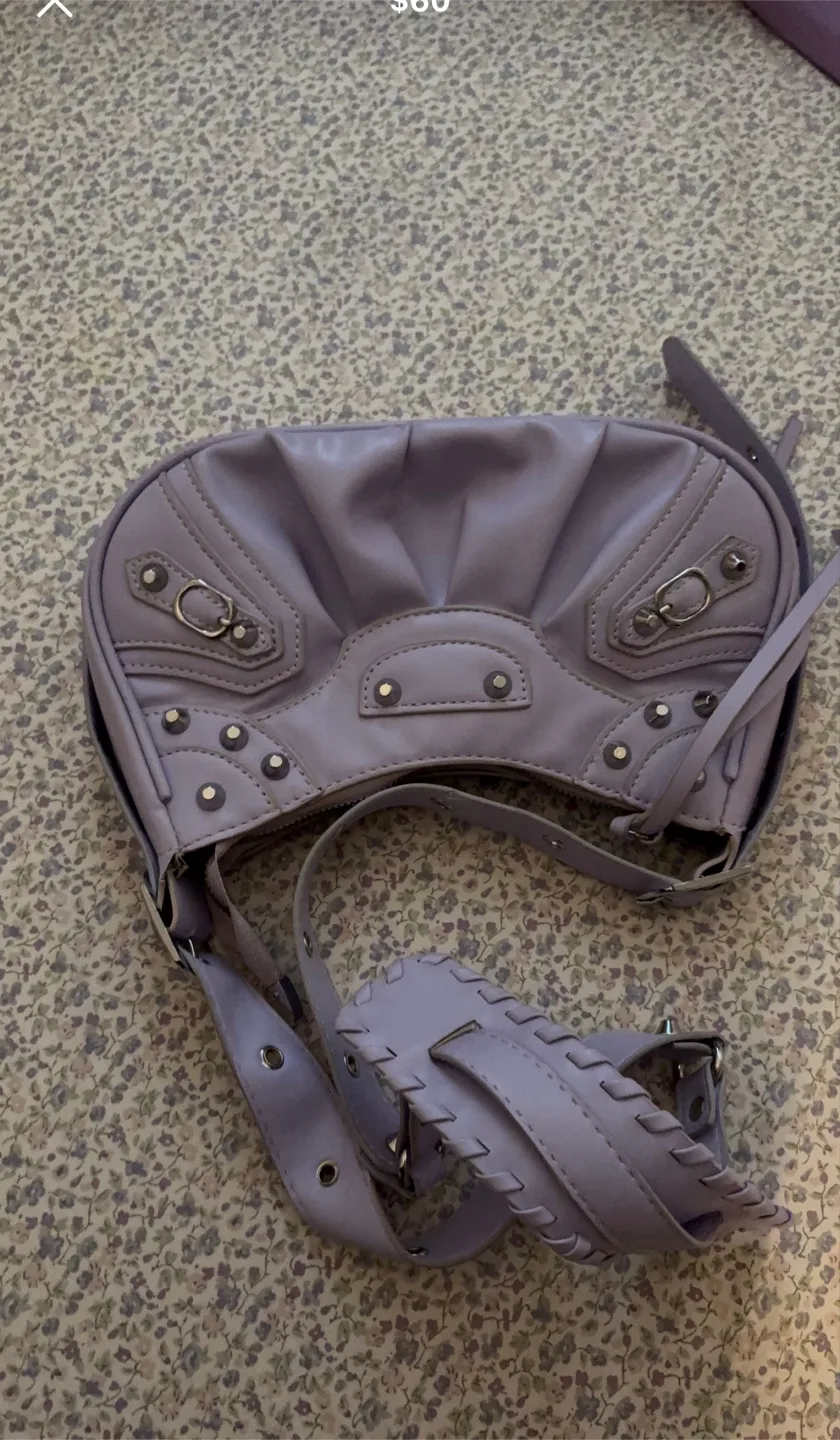 Pastel Purple Studded Shoulder Bag 🥕 image indicator(2)