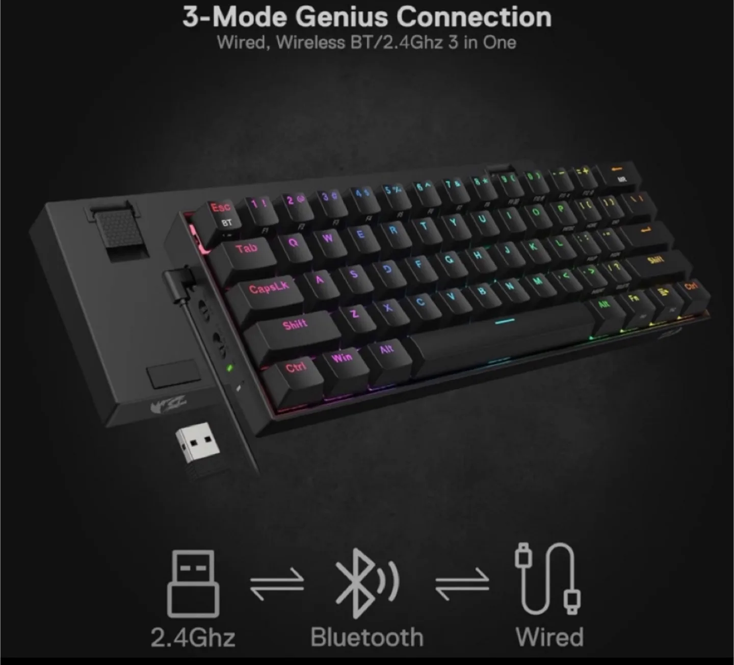 Redragon Draconic Pro 60% Wireless Mechanical Keyboard image indicator(3)
