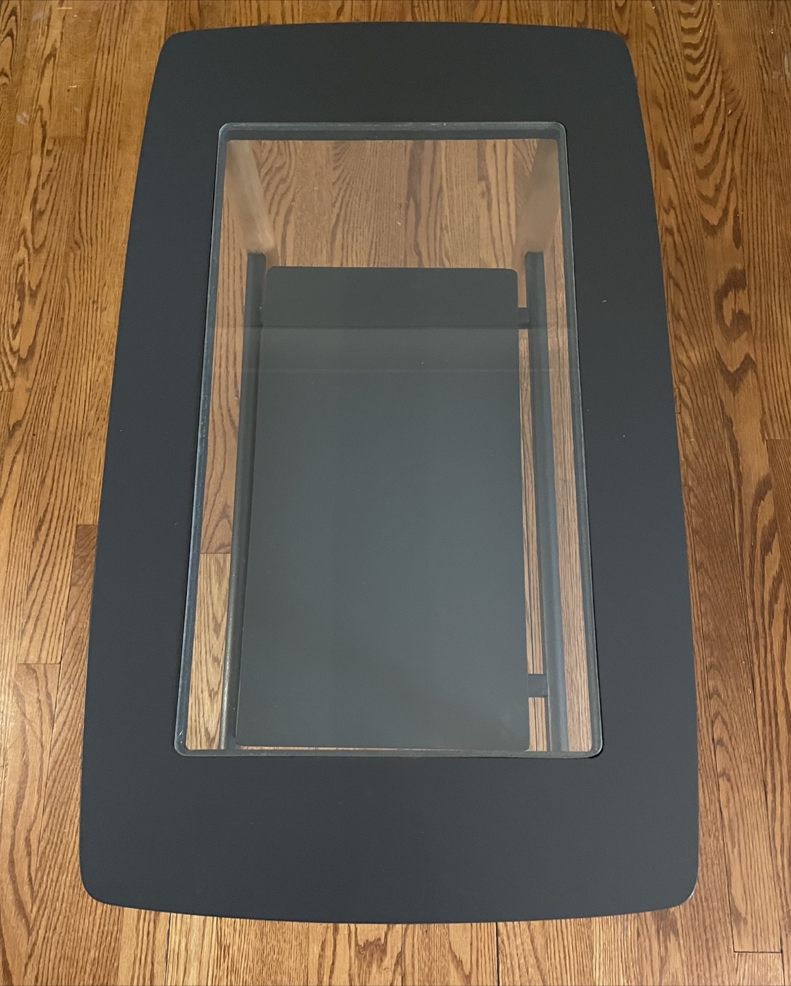 Mid-Century Black Glass Top Side Table - photo 4