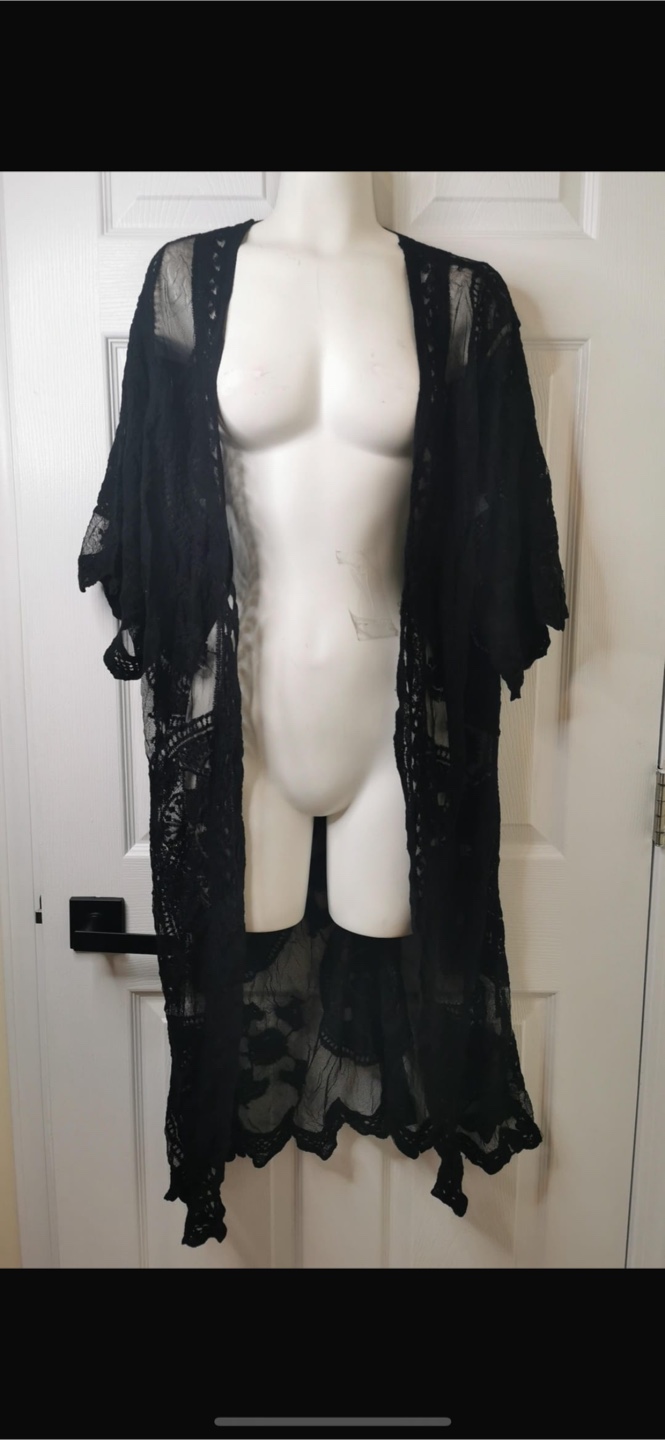 NEW! Black Lace Kimono Cover-Up - photo 5