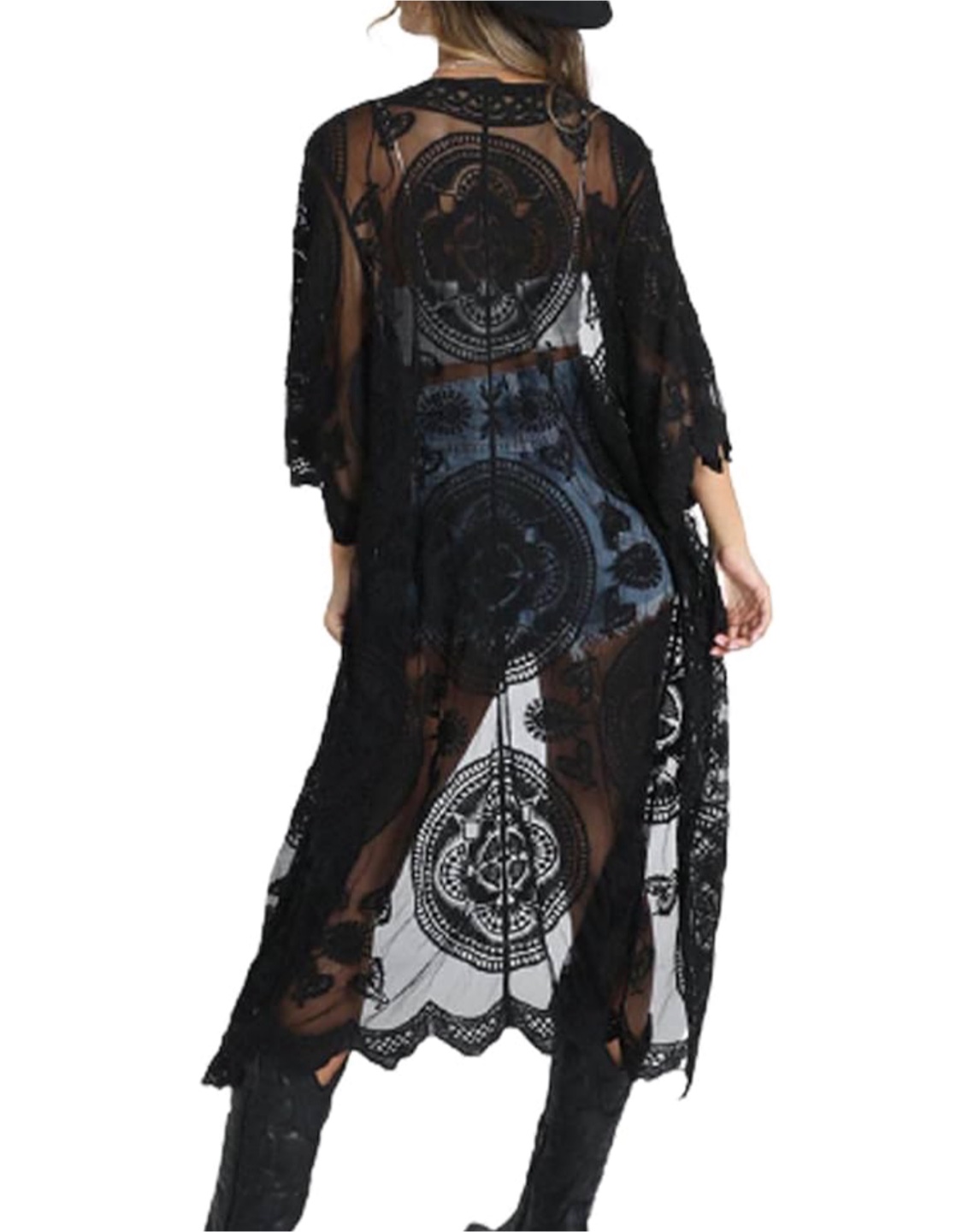 NEW! Black Lace Kimono Cover-Up - photo 4