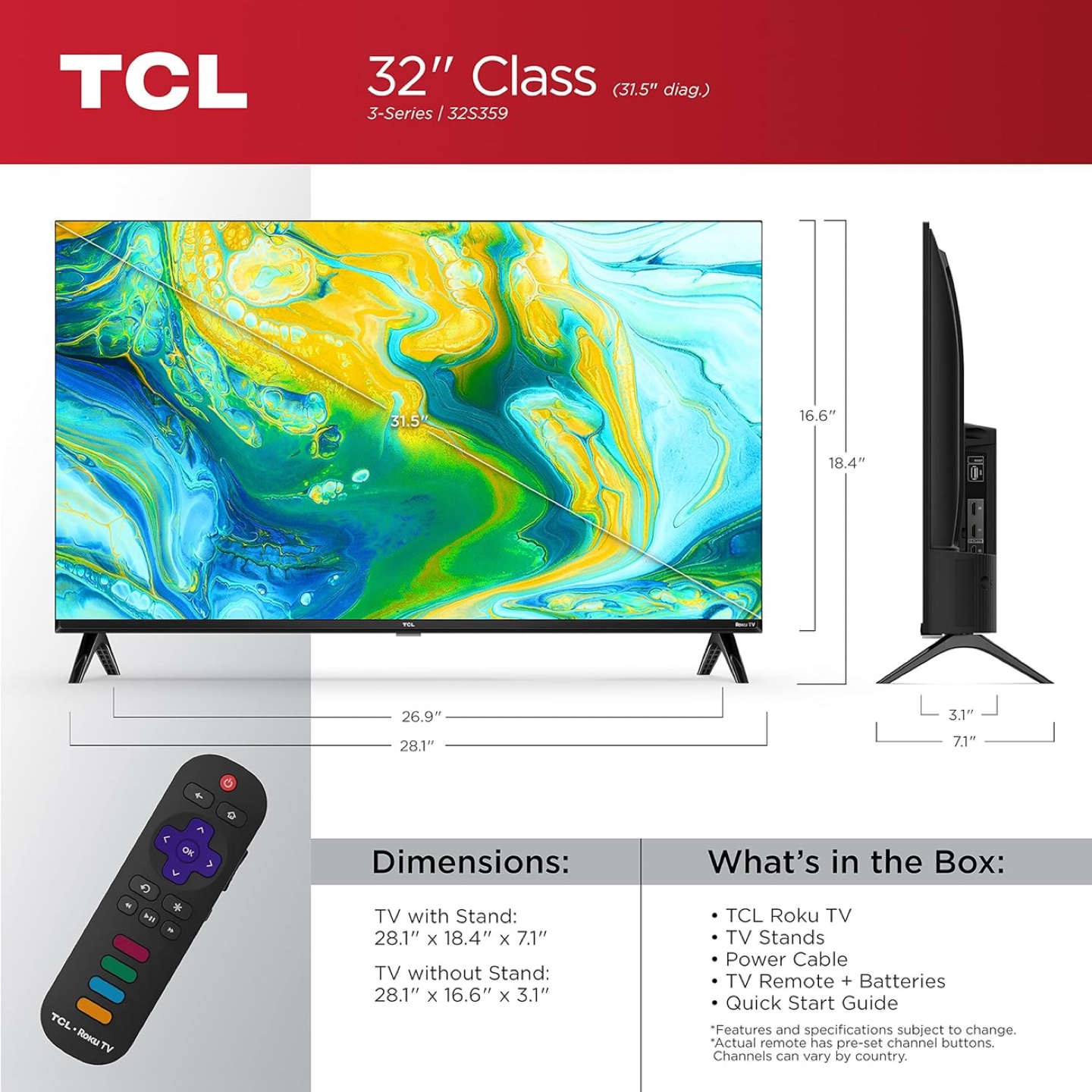 TCL 32" Class 3-Series Roku Smart TV - photo 2