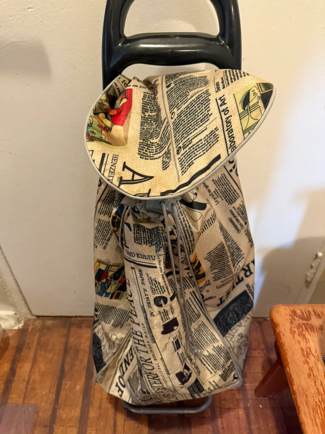 Newspaper Print Shopping Trolley Bag thumbnail
