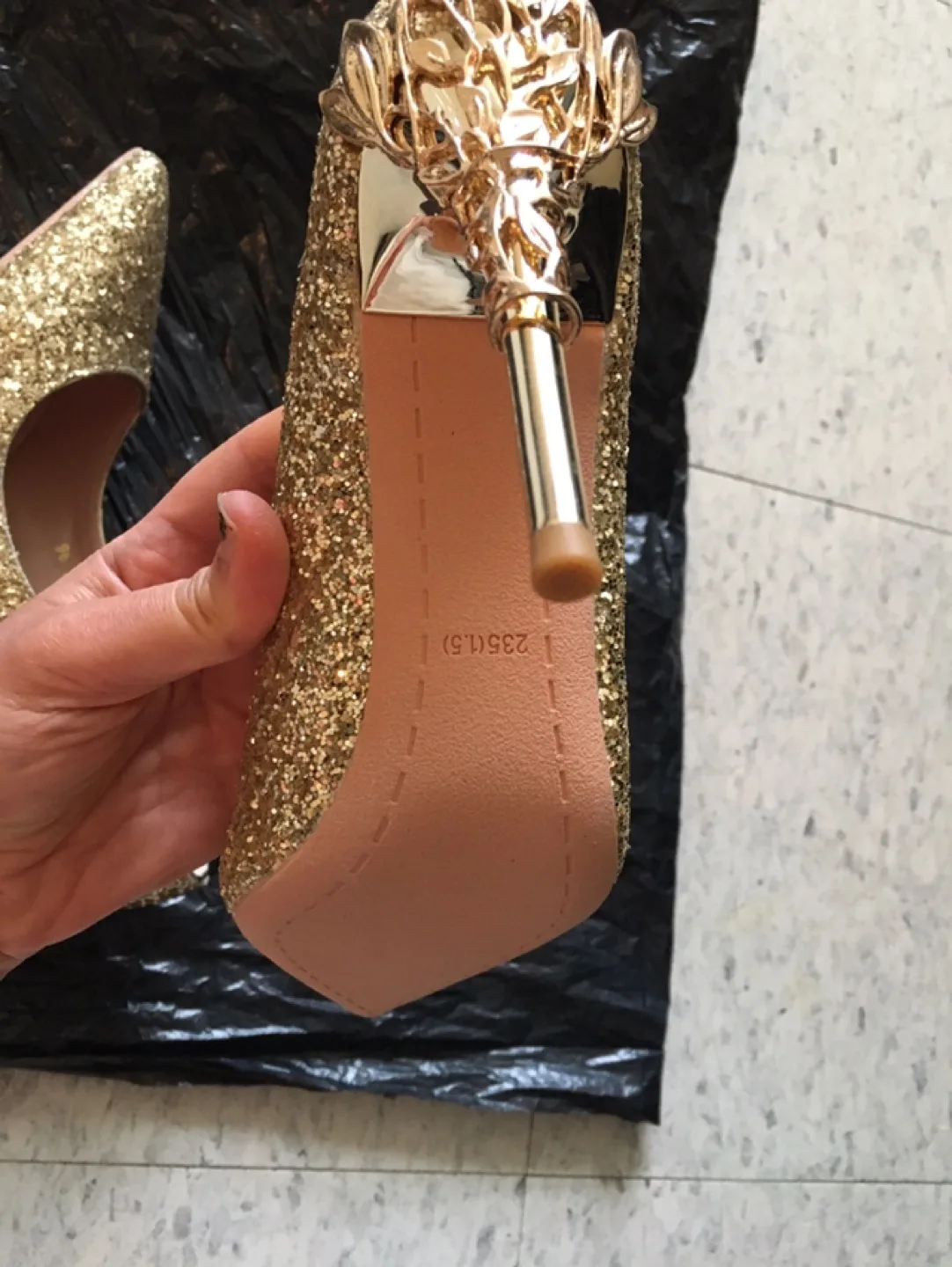 Eloshman Gold Glitter Heels - Size 5.5 thumbnail