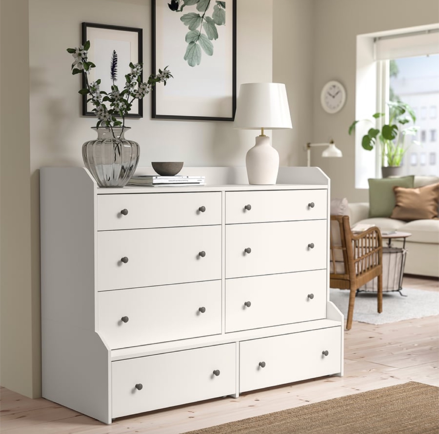 HAUGA 8 drawer Dresser - White