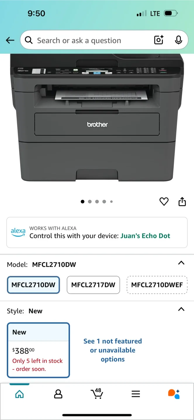 Brother MFCL2710DW Monochrome Laser Printer - New image indicator(5)