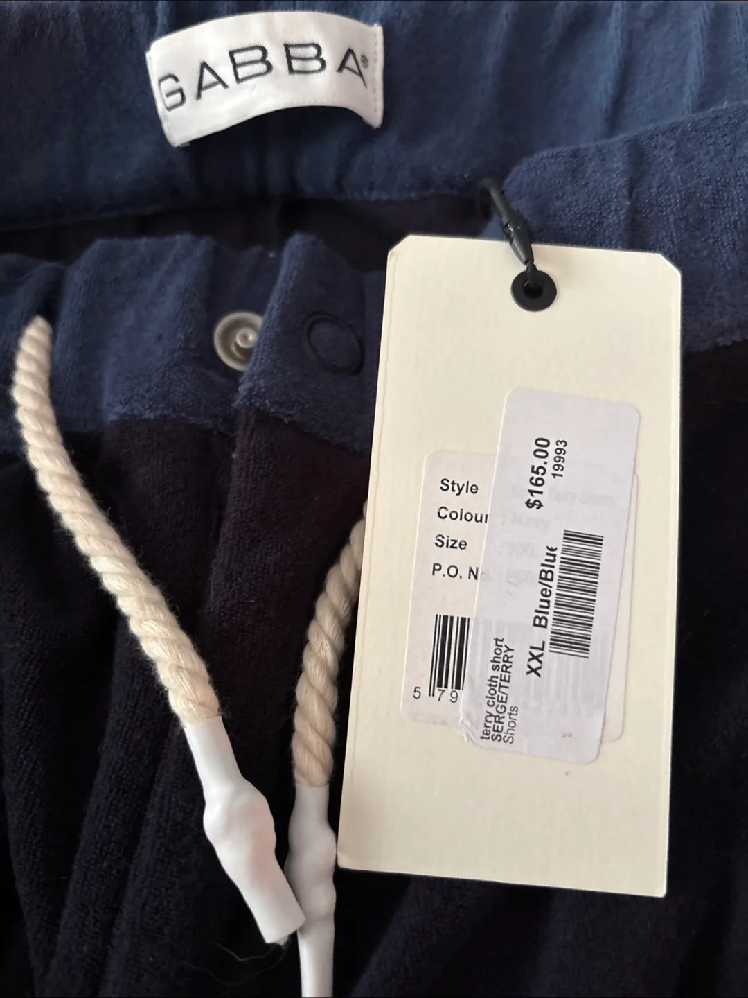 NEW Designer high end Gabba Terry Cloth Shorts - XXL, Blue/Blue image indicator(3)