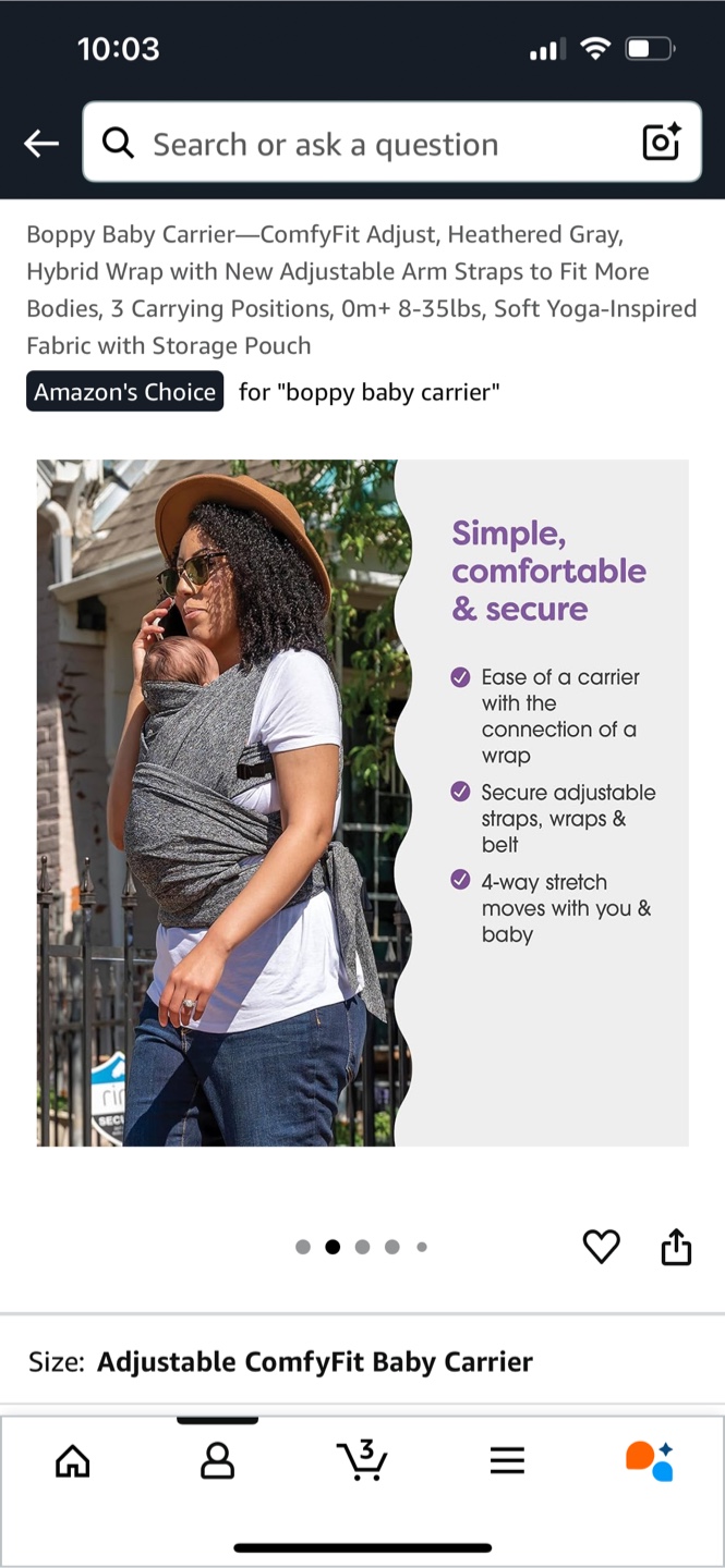 Boppy ComfyFit Adjustable Baby Carrier