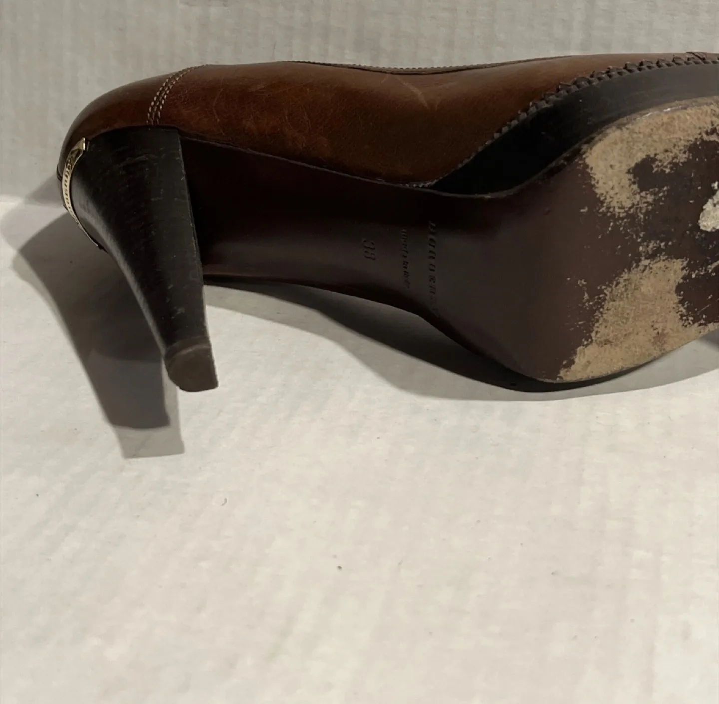 Burberry Brown Leather High Heel Shoes 7.5 38 image indicator(7)