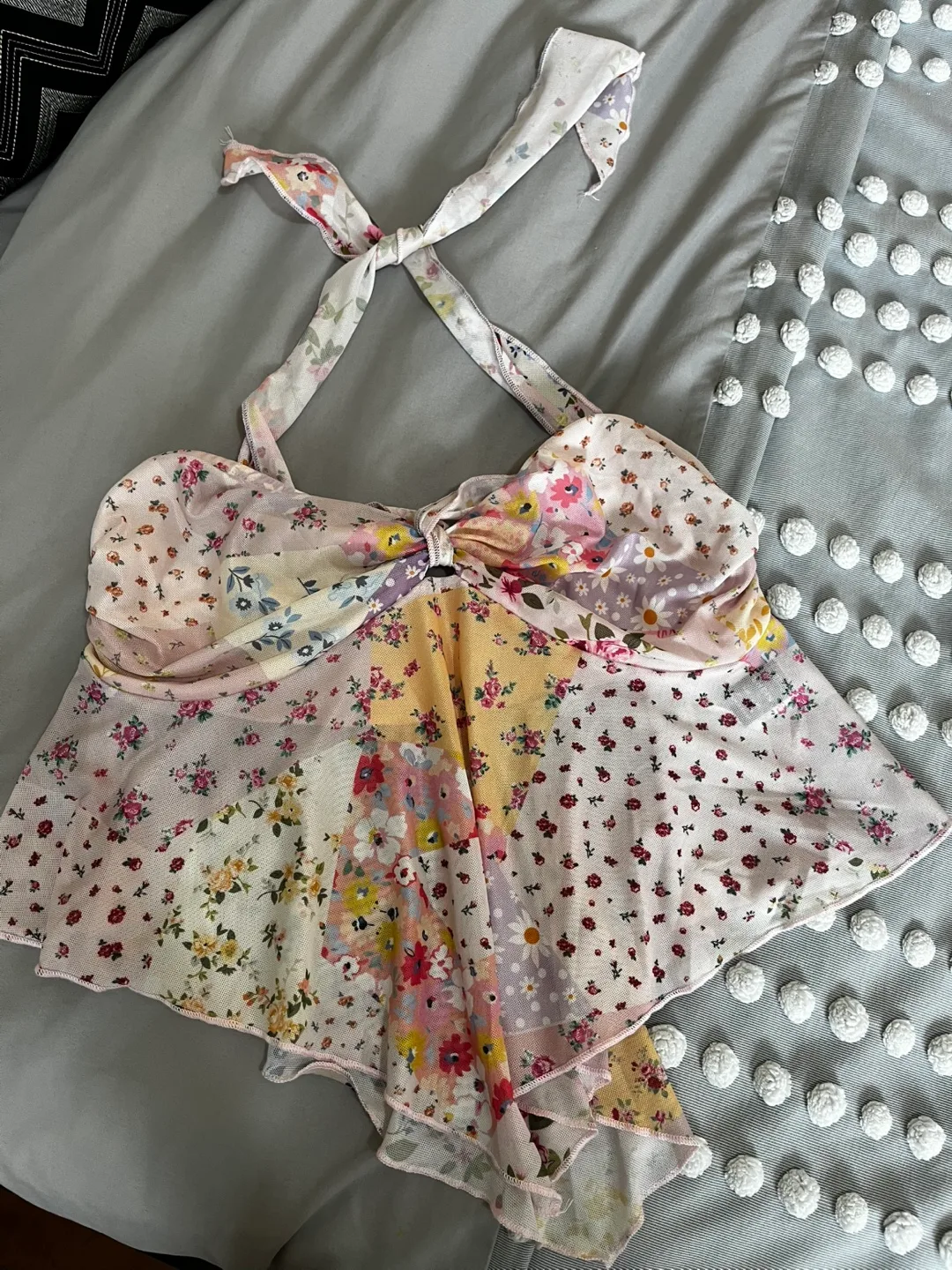Floral Print Tie Top - Cute & Stylish thumbnail