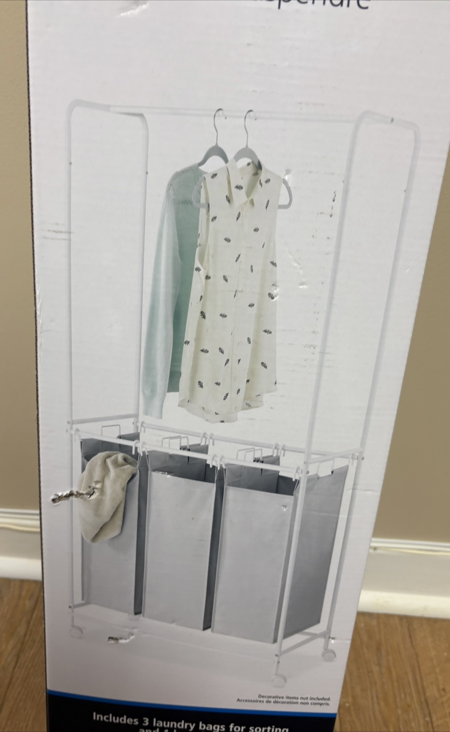Mainstays Sort & Hang Rolling Laundry Rack - New in Box! - photo 2