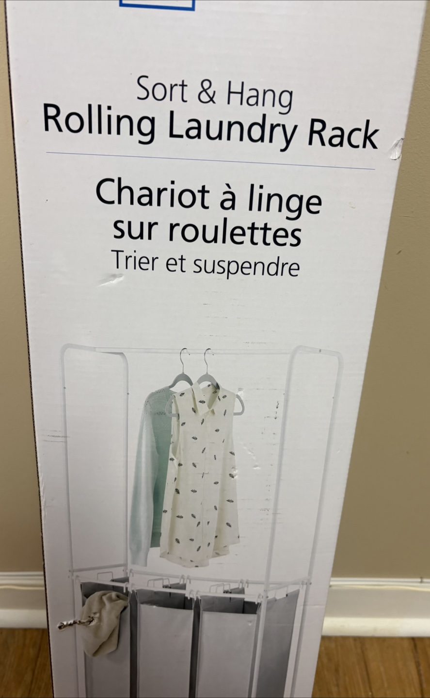Mainstays Sort & Hang Rolling Laundry Rack - New in Box! - photo 3