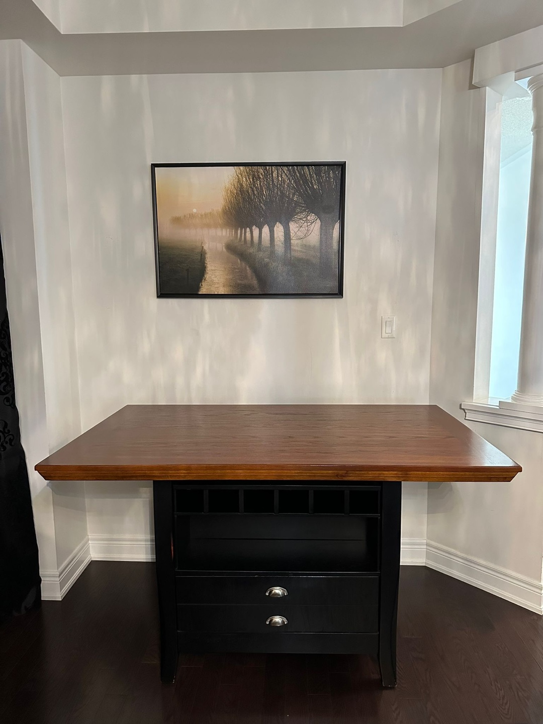 Wood Top Kitchen Island / dining table with Wine Rack