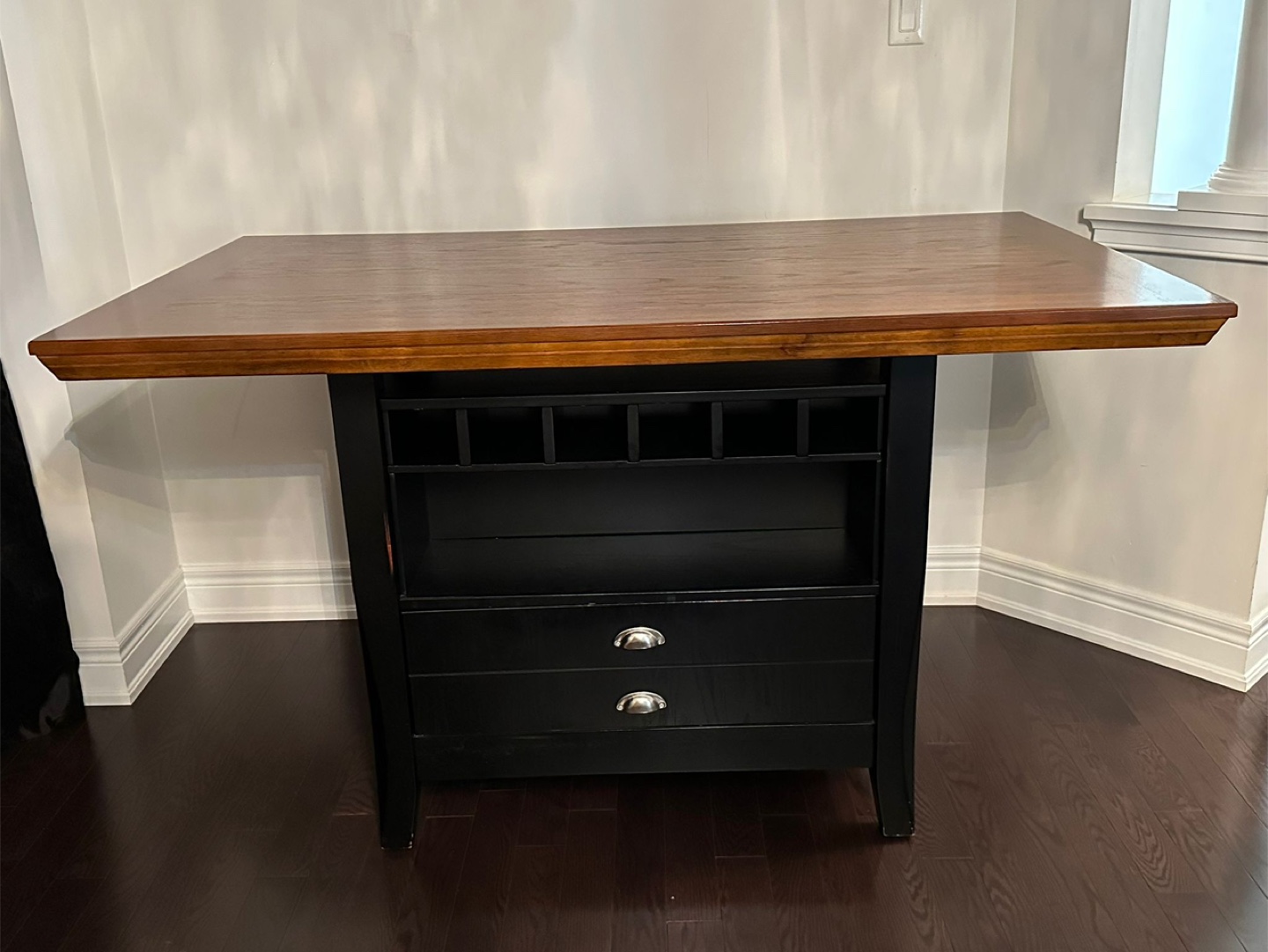 Wood Top Kitchen Island / dining table with Wine Rack - photo 2