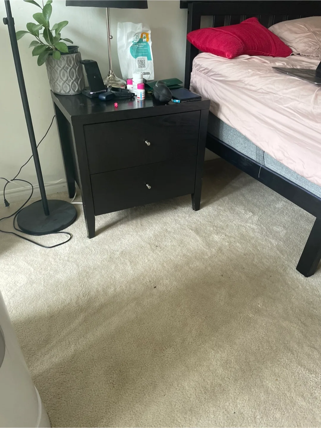 Black Two-Drawer Nightstand thumbnail