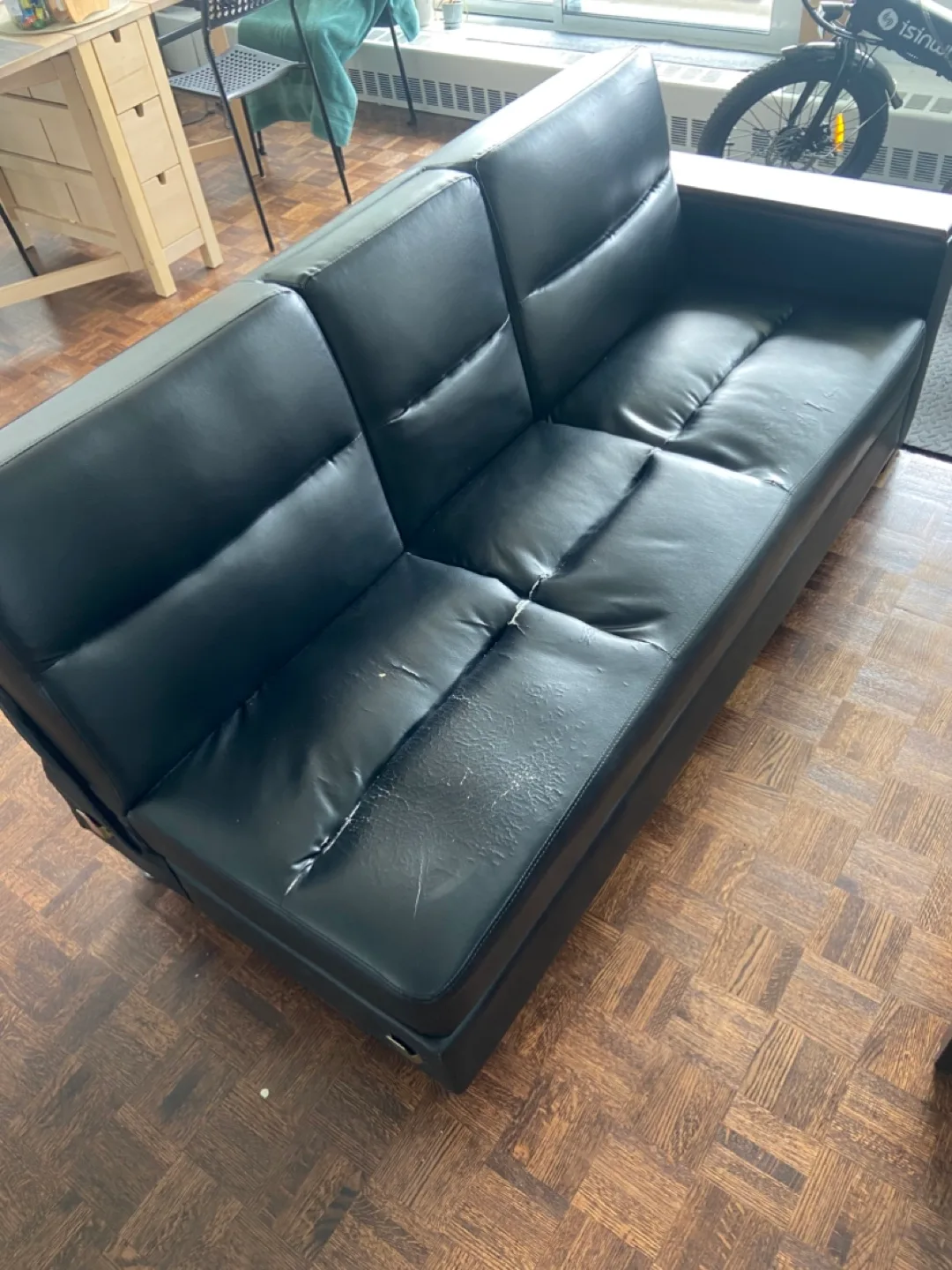 Black Faux Leather Futon Sofa Bed thumbnail