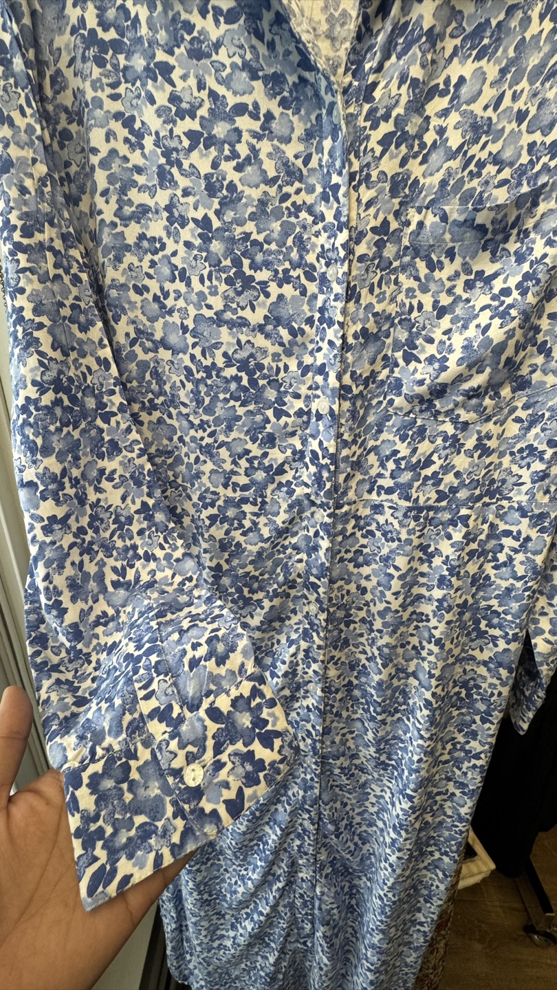 Floral Print Maxi Dress - Blue & White - photo 2