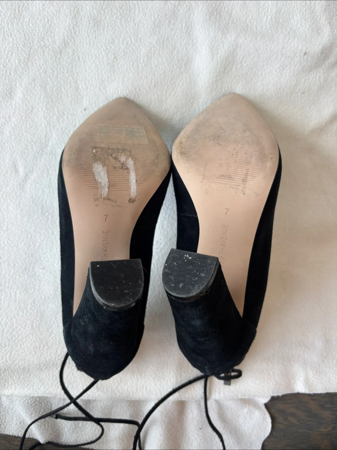 Saks Fifth Avenue Black Suede Lace-Up Heels image indicator(7)