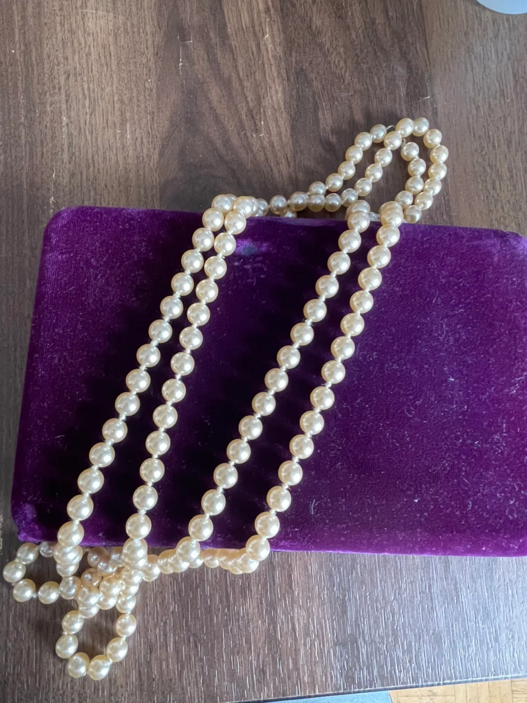 Long Strand Vintage Pearl Necklace thumbnail