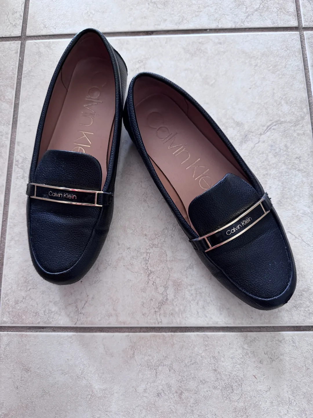 Calvin Klein Black Leather Loafers thumbnail