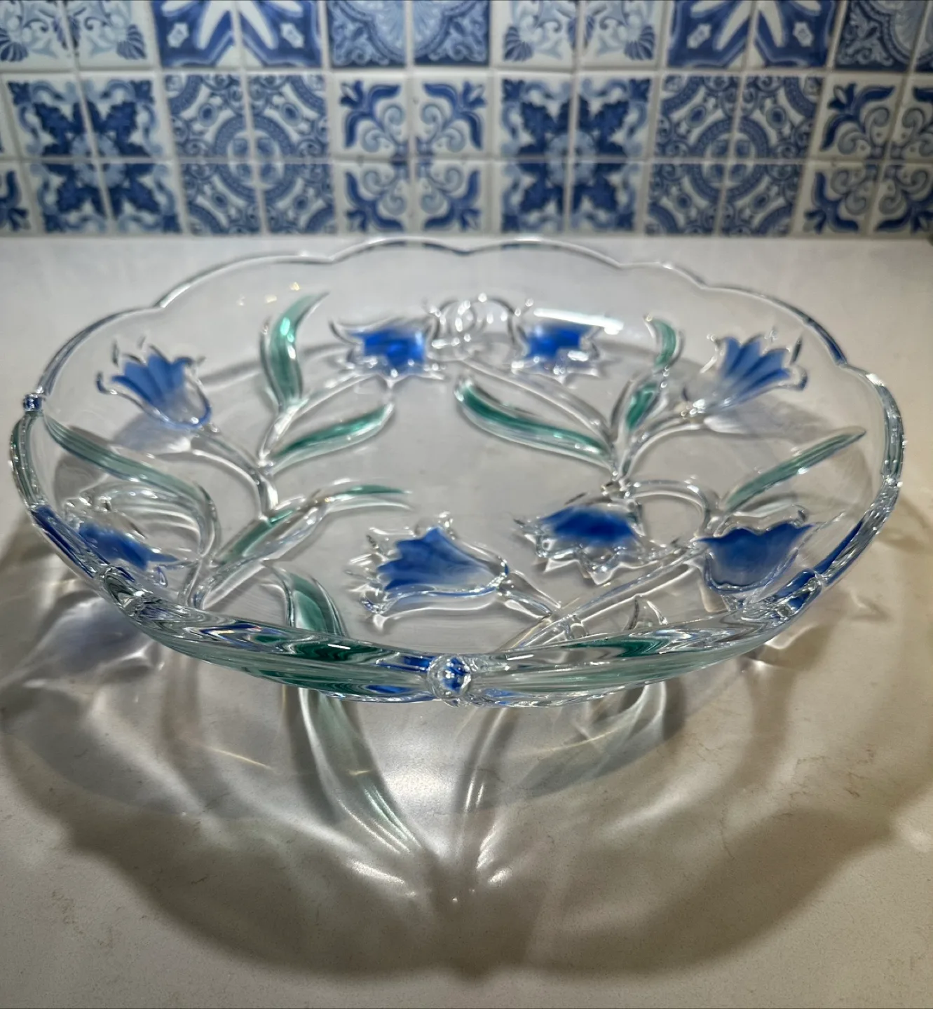 Vintage Mikasa Bluebells Crystal Serving Platter thumbnail