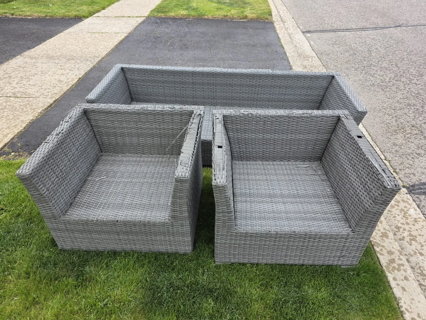 Grey Wicker Outdoor Sofa and Chairs Set thumbnail