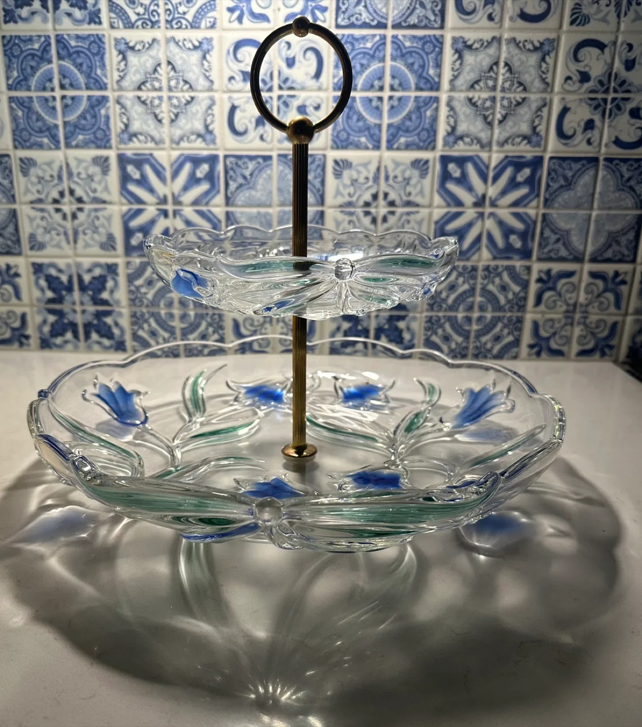 Vintage Mikasa Two-Tiered Crystal Serving Stand thumbnail