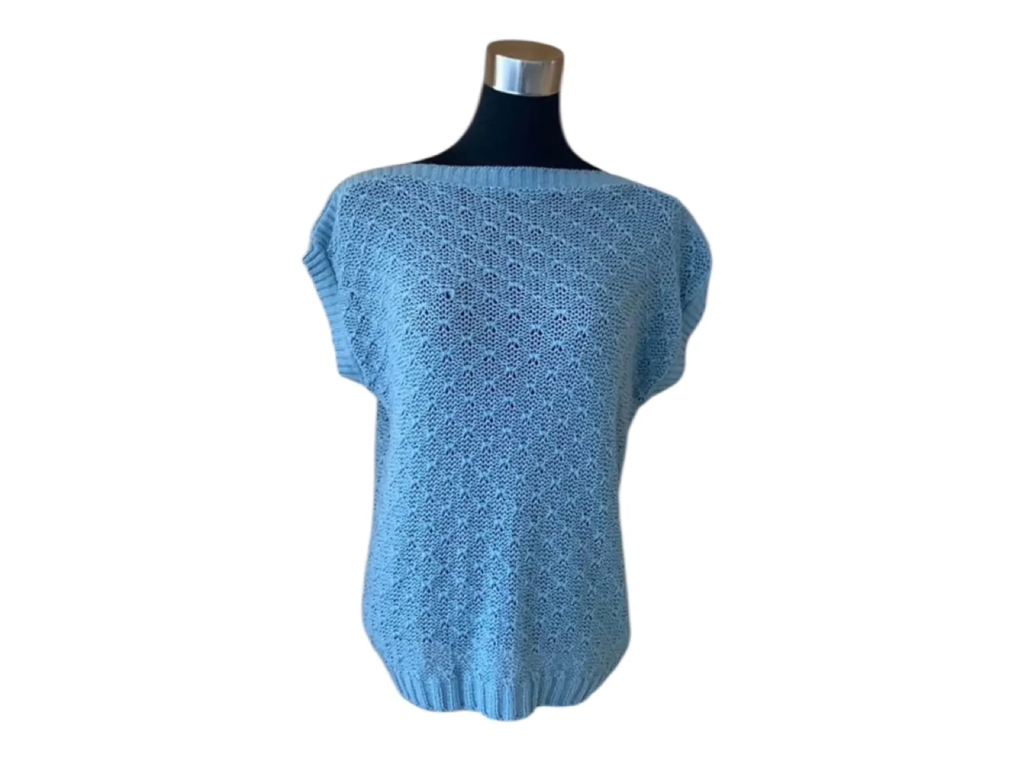 Vintage 80s Hand-Knit Crochet Short Sleeve Top thumbnail