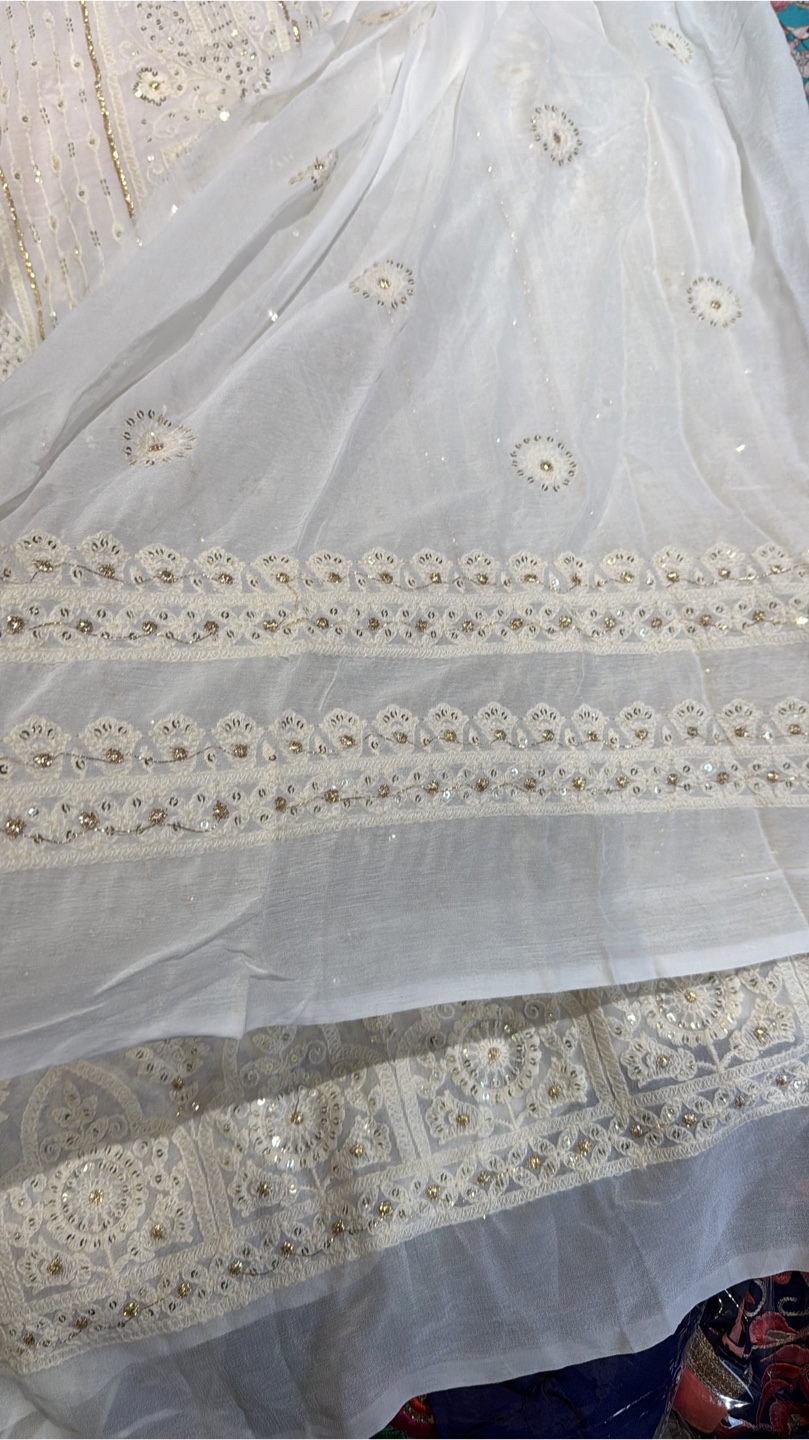 Embroidered White Dress Material suit - photo 3