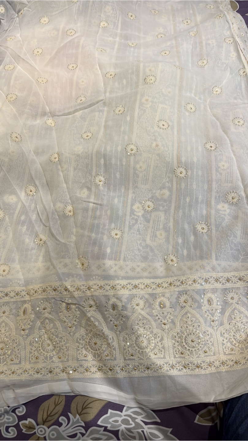 Embroidered White Dress Material suit - photo 2