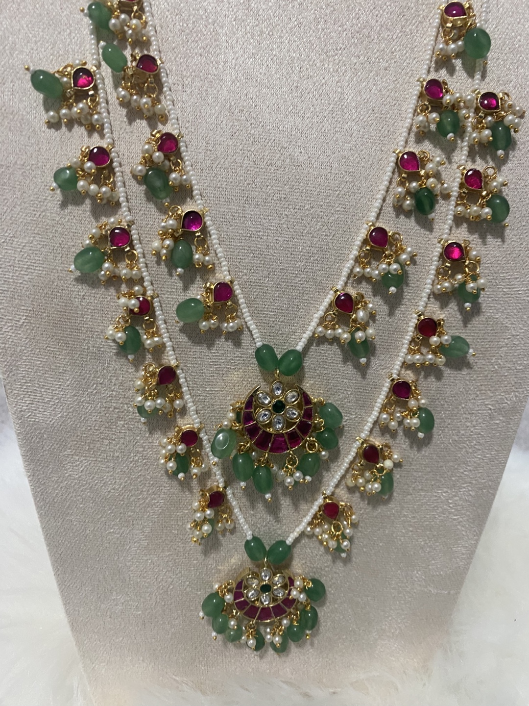 Necklace Set - Green & Pink