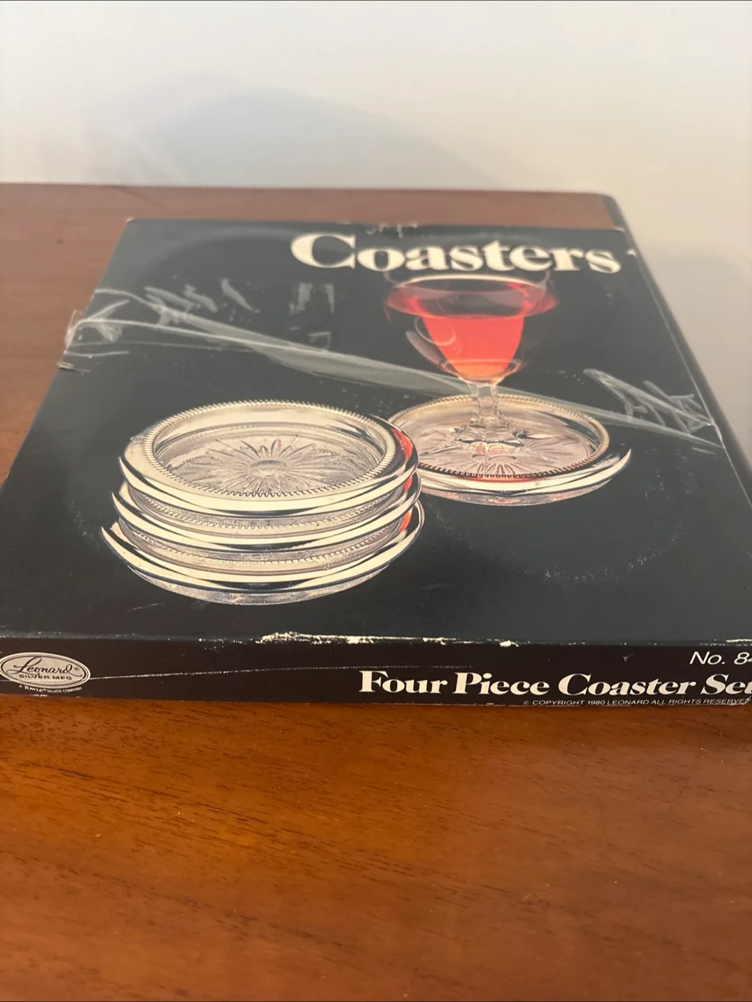 Vintage Leonard Four Piece Silverplate & Crystal Coaster Set image indicator(7)