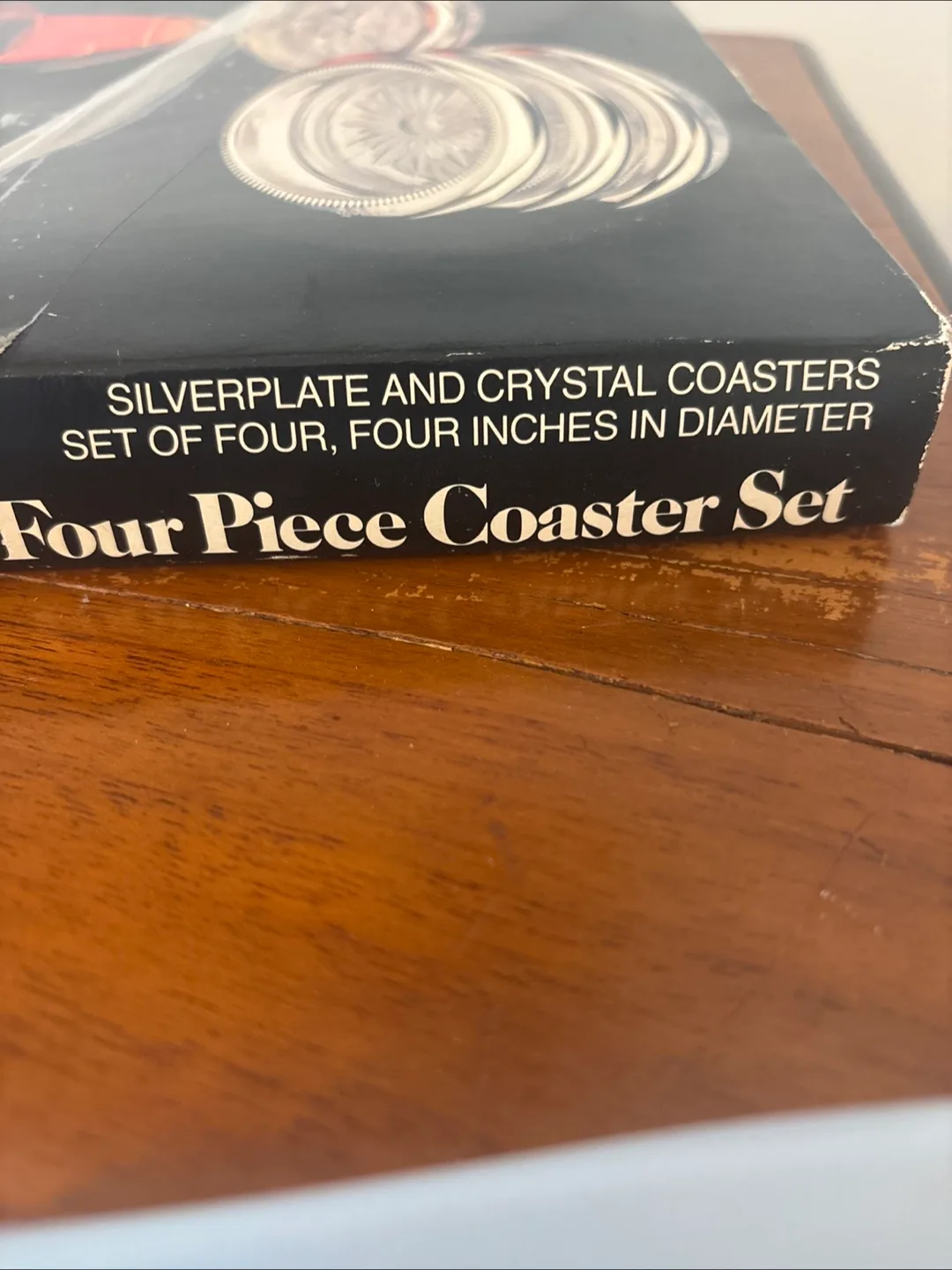 Vintage Leonard Four Piece Silverplate & Crystal Coaster Set image indicator(8)