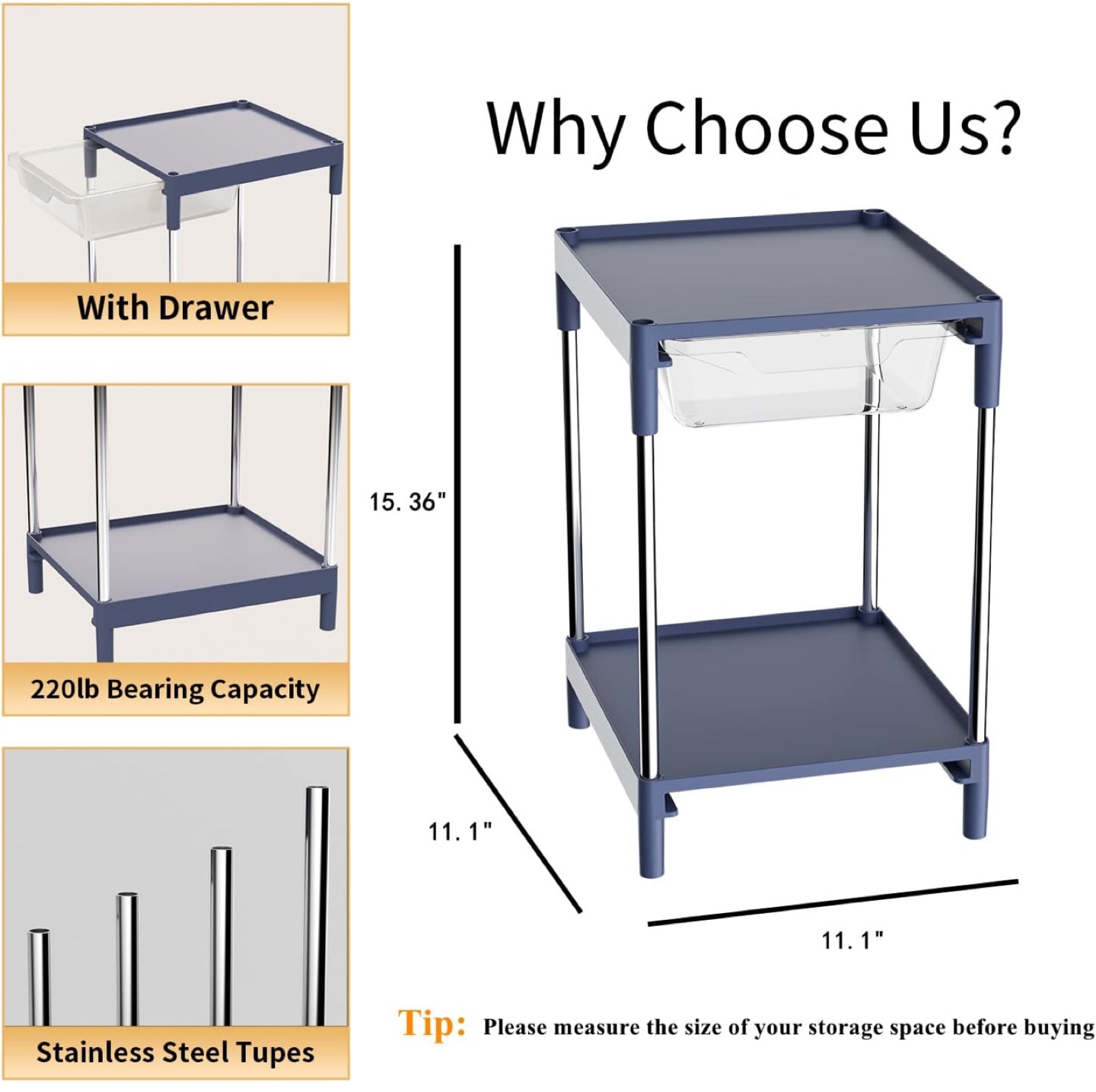 Under sink stackable organizer Shelf with Drawer - photo 2