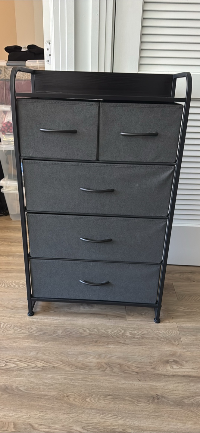 5-Drawer Gray Fabric Dresser
