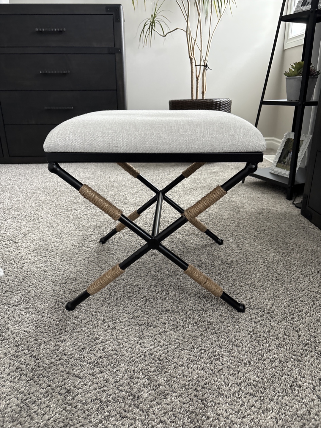 Upholstered X-Leg Stool